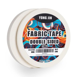 YONGJIN Double-Sided Fabric Tape (2 Rolls) - No Sewing or Ironing Required, Perfect for Quick Clothing Repairs, Fabric Bonding, Adhesive Cloth Tape for Hemming and DIY Crafts (1/4inch+1/2inch)