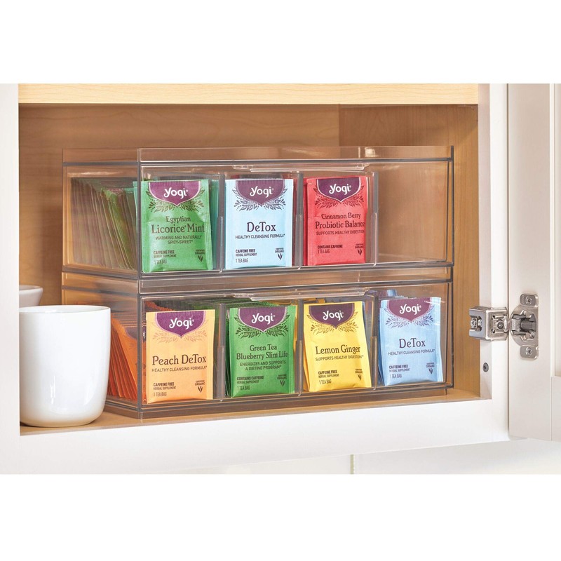 iDesign Crisp BPA-Free Plastic Stackable Tea Bag Organizer for Kitchen