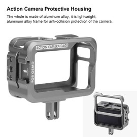 Annadue Case for Osmo Action Camera, Shell Case Protective Cage with 2 Cold Shoe Mount, Silver-White
