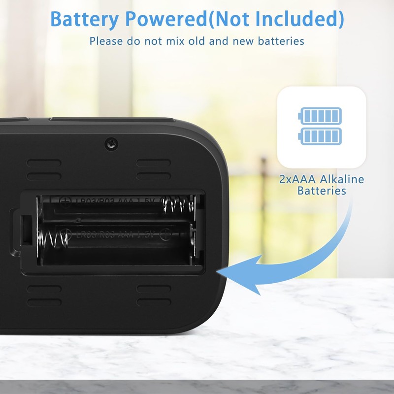 Geevon Small Digital Atomic Alarm Clock for Bedroom, Portable Battery