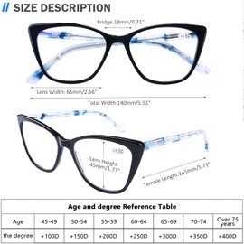AQWANO Stylish Cat Eye Computer Reading Glasses Designer Blue Light Block Eyeglasses Readers Anti UV400 Digital Eyestrain for Women, 3.0