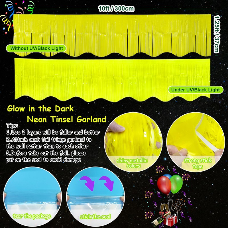 4 Packs 39 Ft Glow in The Dark Party Supplies