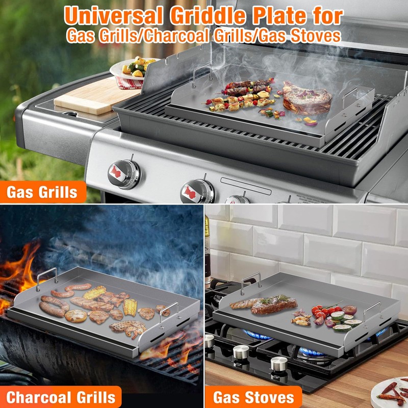 Barbqtime Griddle for Gas Grill, Universal Fry Griddle Flat Top