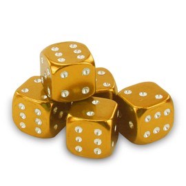 BOROLA New Dice Aluminum Shaved Air Valve Cap Tire Aluminum Anodized Corrosion Prevention for Automobiles, Motorcycles, Set of 5 (Gold)