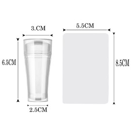 Double Sided Nail Art Stamper Clear Silicone Nail Stamper Jelly with Scraper, Transparent Nail Art Stamping Kit French for Manicure Plate Stamp Polish Stencil Template Seal