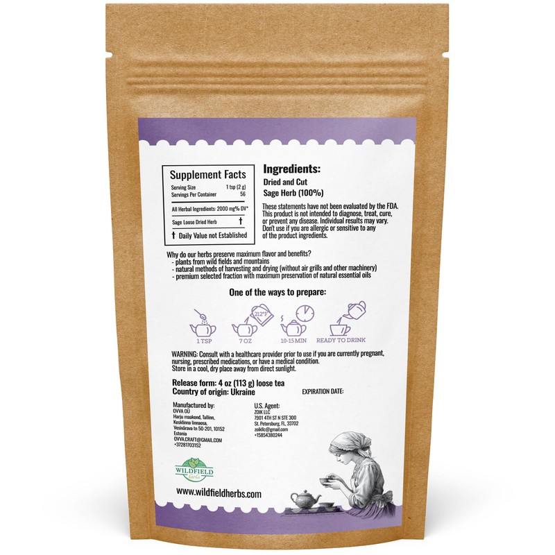 4 oz. Dried Sage Herb Herbs Tea (Salvia Officinalis) -