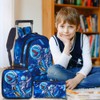 UFNDC 3PCS Rolling Backpack for Boys, Kids Dinosaur Wheeled Bookbag，Travel