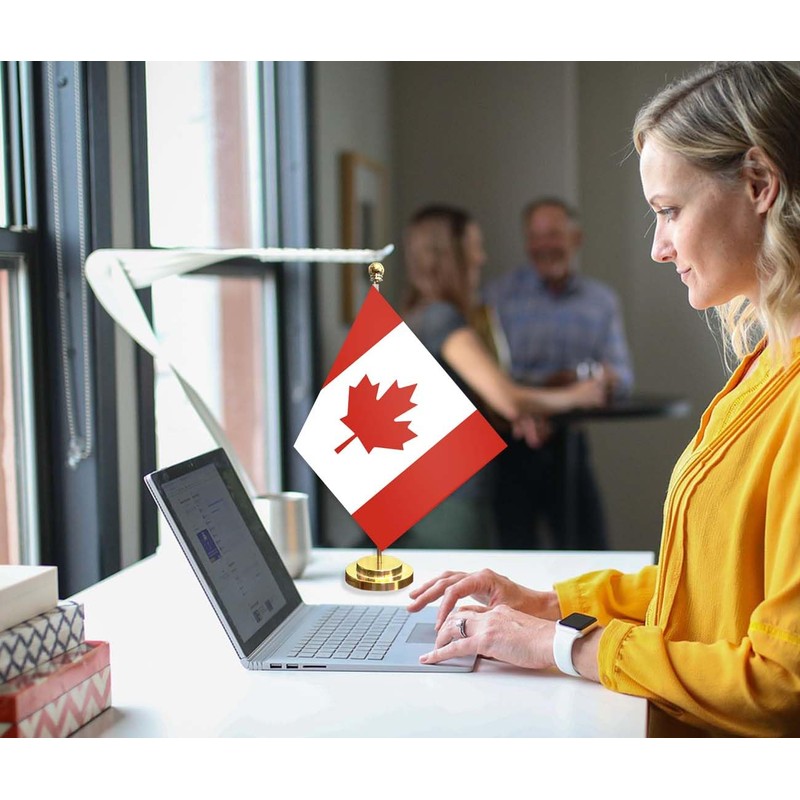 Canada Desk Flag,12 inch Tall Small Canadian Outdoor Banner,Tiny Printing