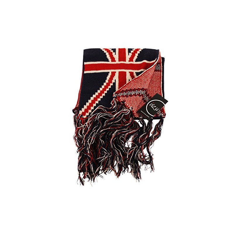 Itzu Unisex Union Jack Knit Neck Scarf with Fringe British