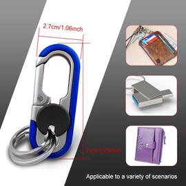 Mearo Heavy Duty Key Chain, Anti-Loss Keychain with Double Keyrings, Metal Car Keychains, Car Fob Key Keychain Holder for Men (Blue)