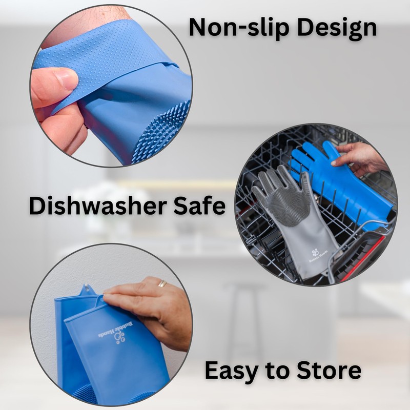 Bubble Hands Dog Washing Gloves with Bristle Scrubbers, Reusable Silicone