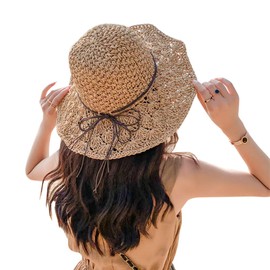 Hill Top Cloud Women's Straw Hat, Straw Hat, Women's, Sunburn, UV Protection, Sun Protection, Small Face Effect, Wide Brim, Spring and Summer, Large Size, Khaki
