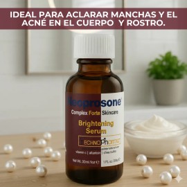 Neoprosone Express Sérum Noche Iluminador 30ml con Vitamina C y Ácido Hialurónico Acido Kojico, Hidratacion profunda, controla acne, piel grasa, anti-imperfecciones, uso de noche