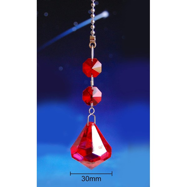 2 of Red Crystal Diamond Ceiling Lighting Fan Pulls Chain