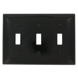 Leviton 3-Gang Toggle Device Switch Wallplate, Standard Size, Thermoplastic Nylon, Device Mount, 1-Pack, 80711-E, Black
