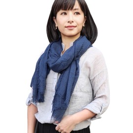 Rastole Women's Stole, Summer, Overseen by Stylist, Large Scarf, Thin, UV Protection, 99% Gauze, navy