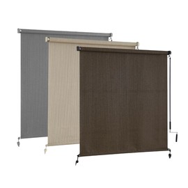 AOSKY Outdoor Roller Shades，Cordless Patio Shades Roll Up Outdoor Blinds，Roller Blinds Cloth for Porch Pergola Balcony Backyard Windows，36" W x 72" H，Mocha