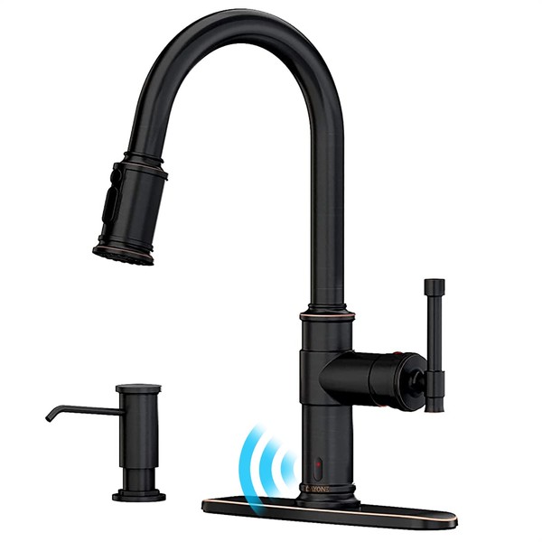 Touchless Oil Rubbed Bronze Kitchen Faucet with Soap Dispenser, DAYONE