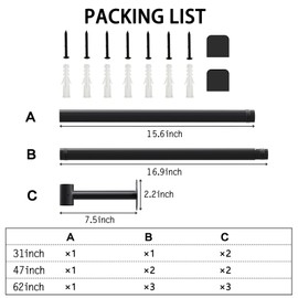 SUTINE Plant Hanging Rod, 47 Inch Plant Hanger Indoor for Window Ceiling, Heavy Duty Hanging Planters for Indoor Plants, Black Wall Plants Holder, Window Plants Shelves Pot/Chain/Plant Not Included