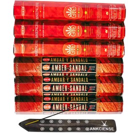 Frankincense & Amber Sandal from Hem Bundled with ANKCIENSE Incense Holder Bundle, Variety Pack of 120 Sticks.