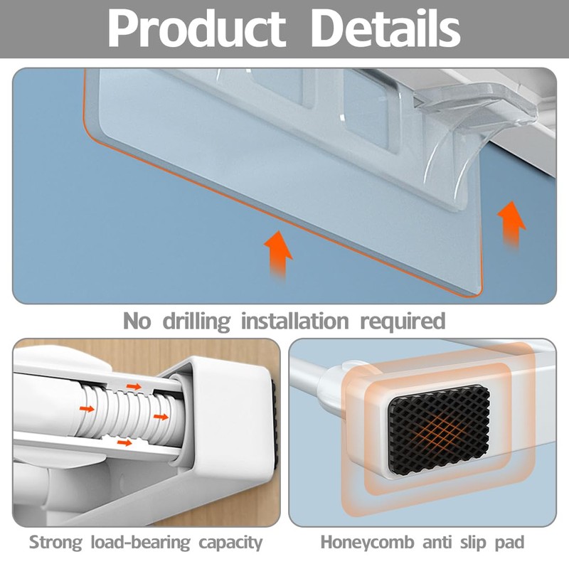 Wapasezyar Adjustable Shelves for Cupboard, Expandable Cabinet Shelf, Nail-Free Telescopic