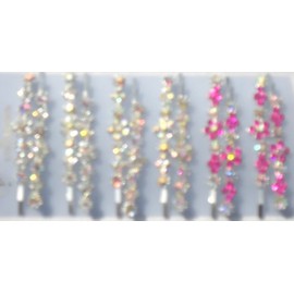 Six Crystals Rhinestone Flowers on French Barrette Hair Clips