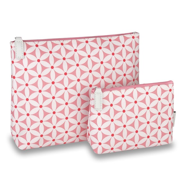 Victoria Green Set of Two Makeup Bags, Starflower Pink