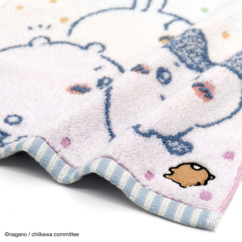 Chiikawa Towel Handkerchief, Blue, Pile 41-1160080, Approx. 9.8 x 9.8