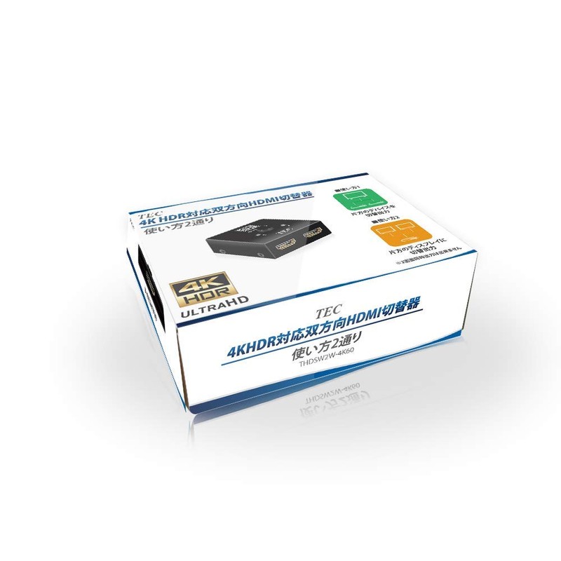 Tech THDSW2W-4K60 4KHDR Compatible Bi-Directional HDMI Switcher/Selector, Supports Resolutions up