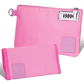 Promilart Ultimate Money & Essentials Organizer Bundle - Lockable Money Bag and Zippered Pocket Multipack Money Pouch (Light Pink)