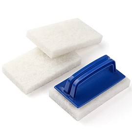 Depurador de baño con mango, almohadilla para fregar el baño, esponja de limpieza resistente, cepillo fregador, sin rayones, elimina residuos de jabón, para limpiar azulejos de ducha, bañera