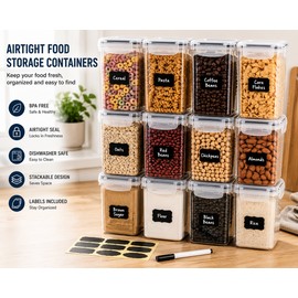 1.6L BPA-Free Plastic Airtight Food Storage Containers with Lids, Dishwasher Safe, Clear Food Storage Box