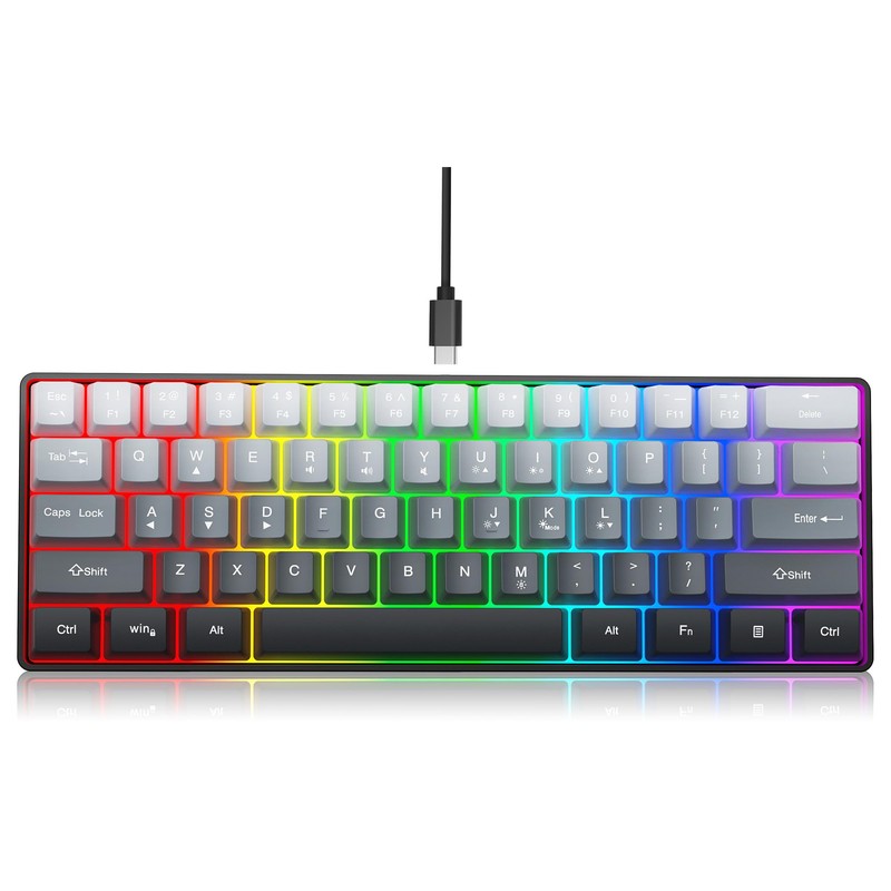 Snpurdiri 60% Wired Gaming Keyboard, 61 Keys RGB Backlit Ultra-Compact