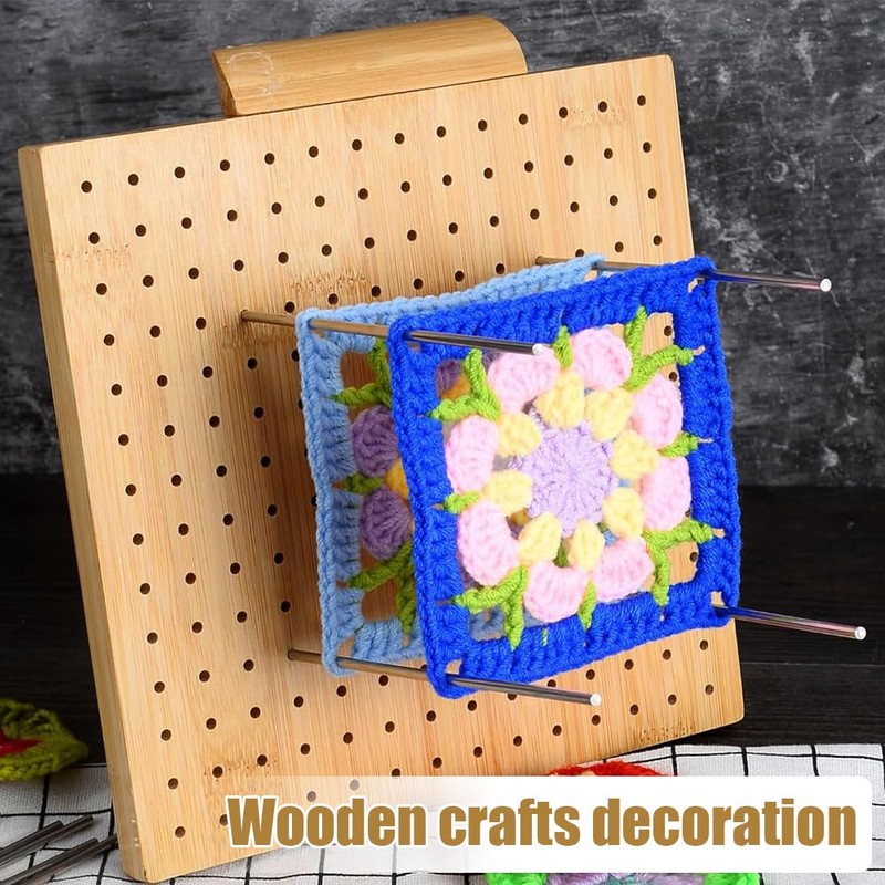 Wooden Crochet Blocking Board,Blocking Mats for Knitting with 15 Stainless
