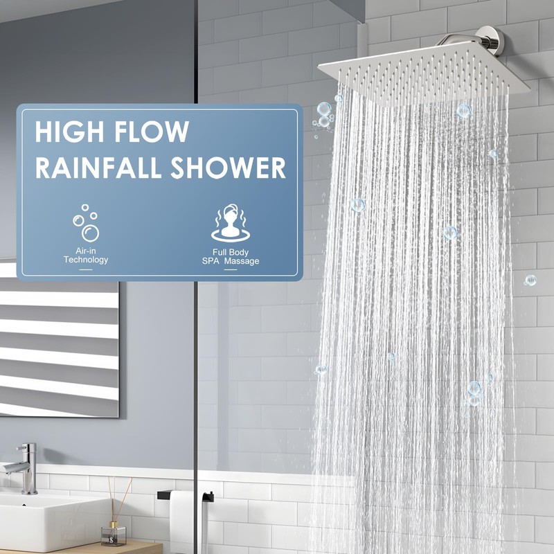 KINLIV 12 * 8 Inch Rectangle Rain Shower Head Chrome,