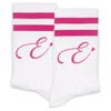 Women’s Socks, White Socks with the Letter ‘E in Hot