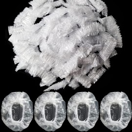 AKOAK 200 Pcs Disposable Plastic Ear Muffs Waterproof Ear Caps for Shower Ear Guards for Bath Accessories Hair Dye Shower Spa (Thick, Transparent)