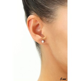 14k White Gold Ball Stud Earrings with Secure Screw-backs (5mm)