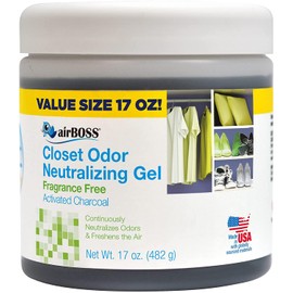 airBOSS Closet Odor Neutralizing Gel 17 Ounce(Single Pack), Odor Eliminator for Storage Closets and Small Spaces, Fights Mildew and Odors,Black, White,671.6T