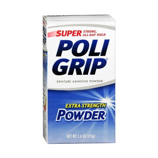 Super PoliGrip Denture Adhesive Powder 1.6 oz (Pack of 3)