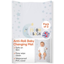 Anti-Roll Wedge Baby Changing Mat - Extra Thick & Durable, 69x45x8cm 2 Pack