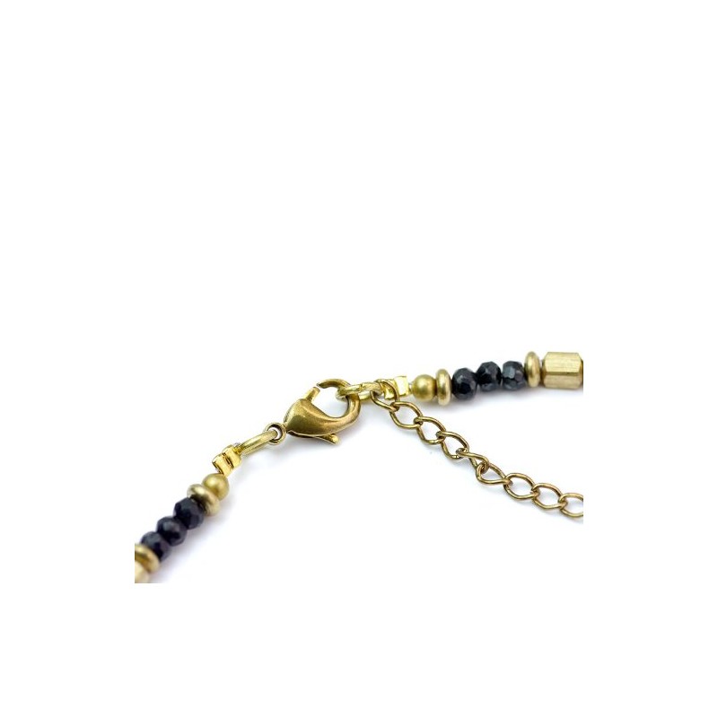 [シルバーワン] ma ムーンストーン ブラックスピネル ビーズ ネックレス ゴールド クロス メンズ 45cm