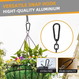 Ahysuet Pack of 5 Carabiner Hooks Black + 5 Pieces Key Ring Round Carabiner Black Set Hook D-Clip for Camping Excursions Hiking Travel Indoor Outdoor Use etc