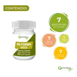 En Forma Gold Suplemento Para Bajar de Peso Termogenico Premium Sensación de Saciedas Quema Quemador de Grasa Aumenta Metabolismo Resultados Baja Peso Medida Express Light 7 Capsula Pastilla Sin Sabor