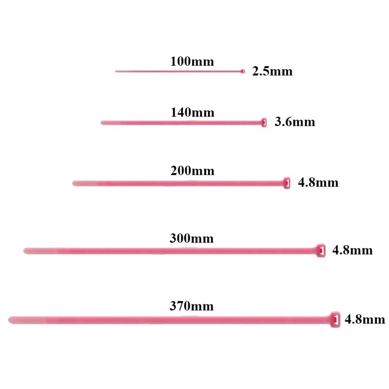 KafTon Fluorescent Pink Cable Ties Pack of 100 (300mm x