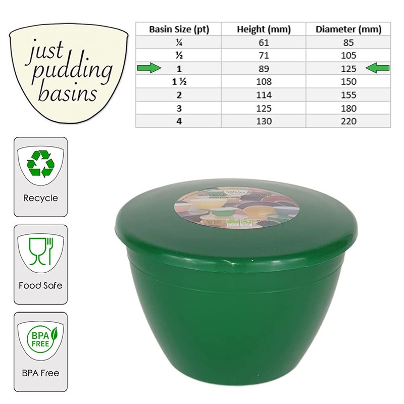 Pack of 6 Plastic Pudding Bowls with Lids - Emerald