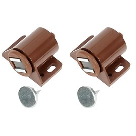 2 Magnetic Door Latches – Magnets for Cabinets, Drawers, Doors, Motorhomes, Boats – Magnetic Door Stops – Drawer Magnet – Holding Force 8 kg – Set of 2 Pieces (Round Brown)