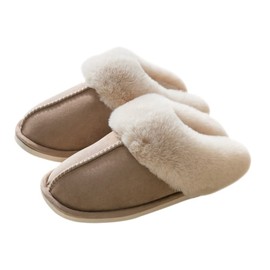 Euyqs Winter Warm Fluffy Slippers, Anti-Slip, Indoor Use, For Guests, Khaki
