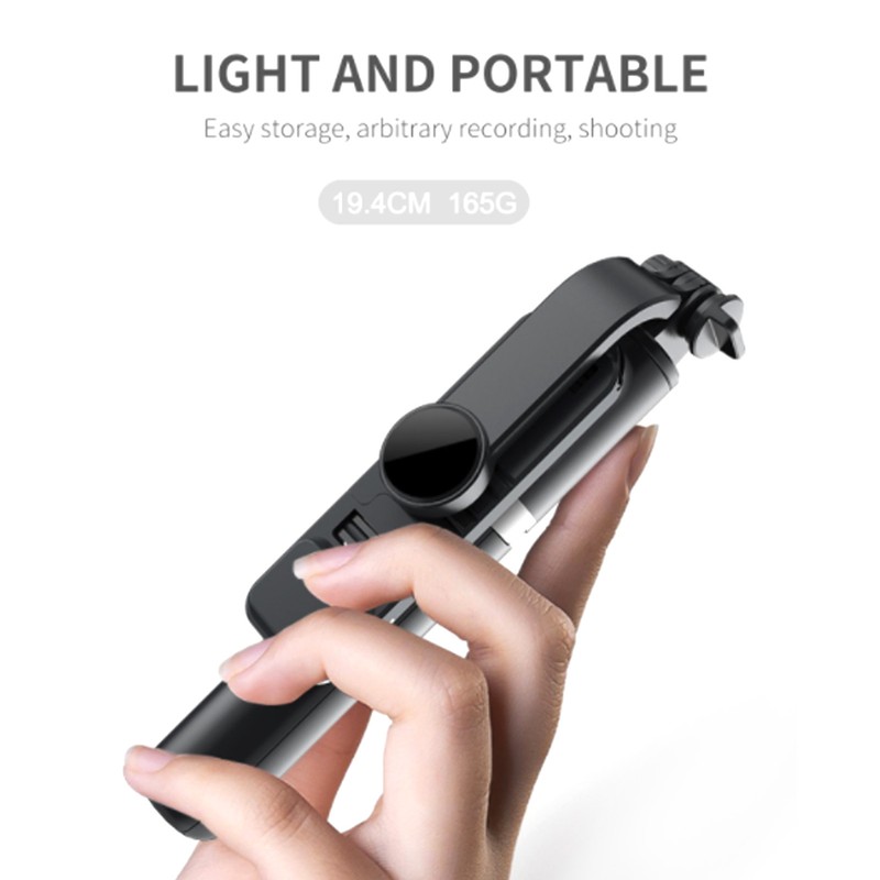 Tripod Selfie Stick with Light Mobile Phone Wireless Bluetooth Foldable
