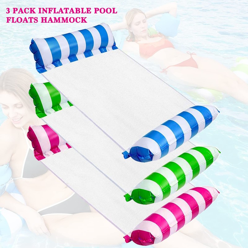 FUNNYTA 3 Pack Water Hammock, 4-in-1 Multi-Portable Water Pool Float